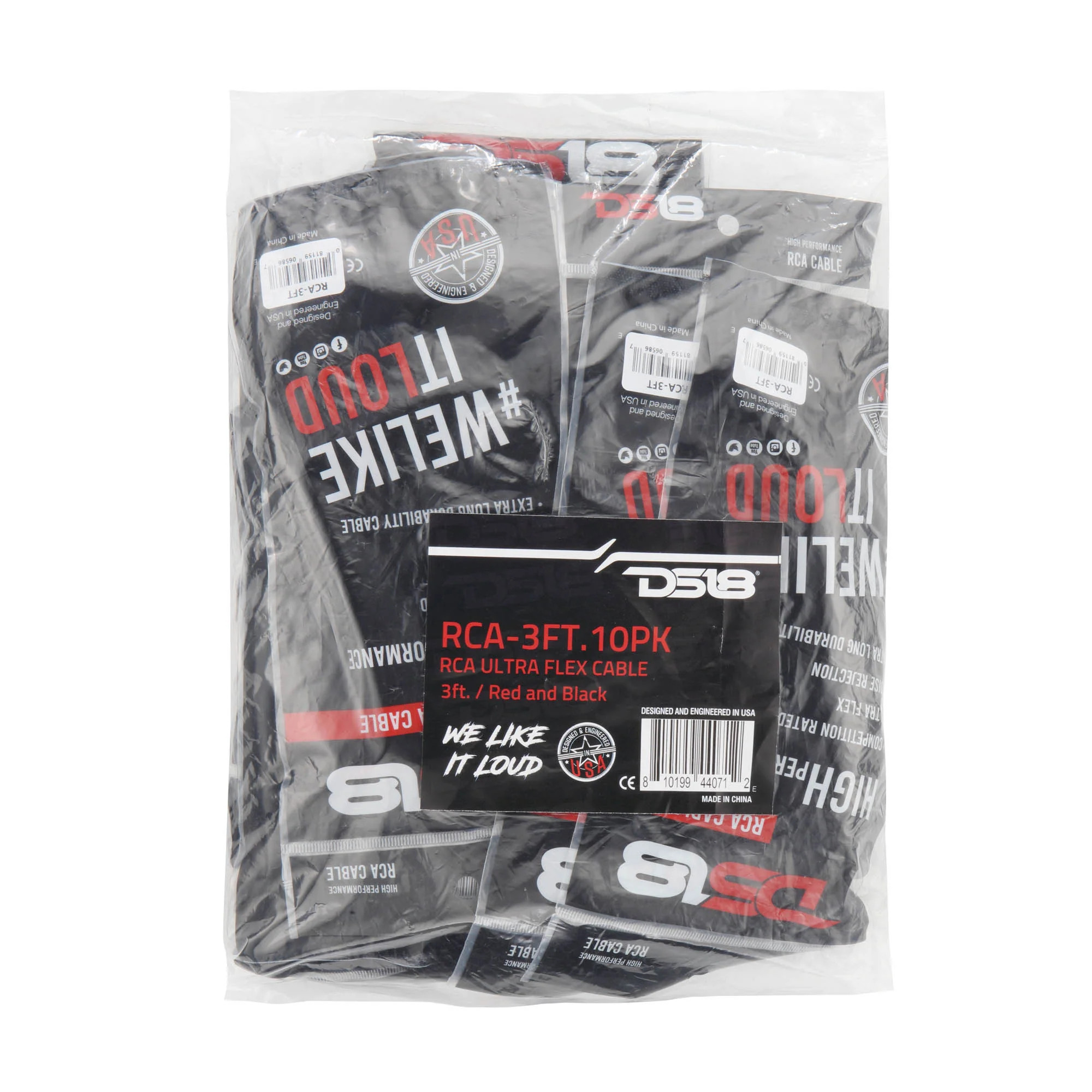 DS18 3FT Ultra Flex 100% OFC RCA Cable Wire – 10-Pack