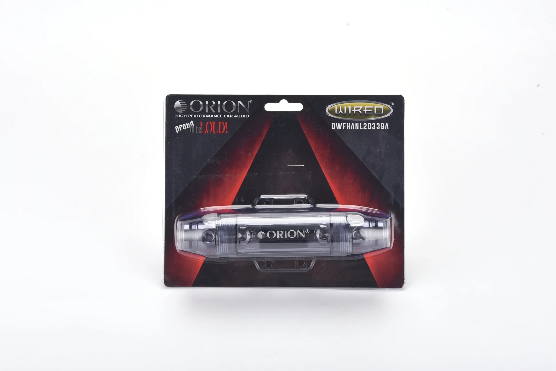 ORION ANL FUSE HOLDER 0/2 GAUGE IN/OUT WITH ADAPTOR AND 150 AMP FUSE INCLUDED NICKEL FINISH