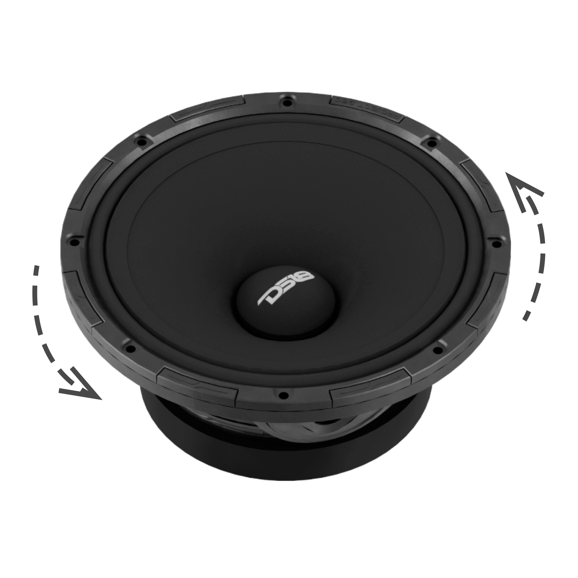 DS18 COMPETITION GRADE PRO 8" MID-HIGH LOUDSPEAKER WITH PATENT PENDING ROTATING RECONE DESIGN - 300W RMS - 600W MAX - 4 OHM