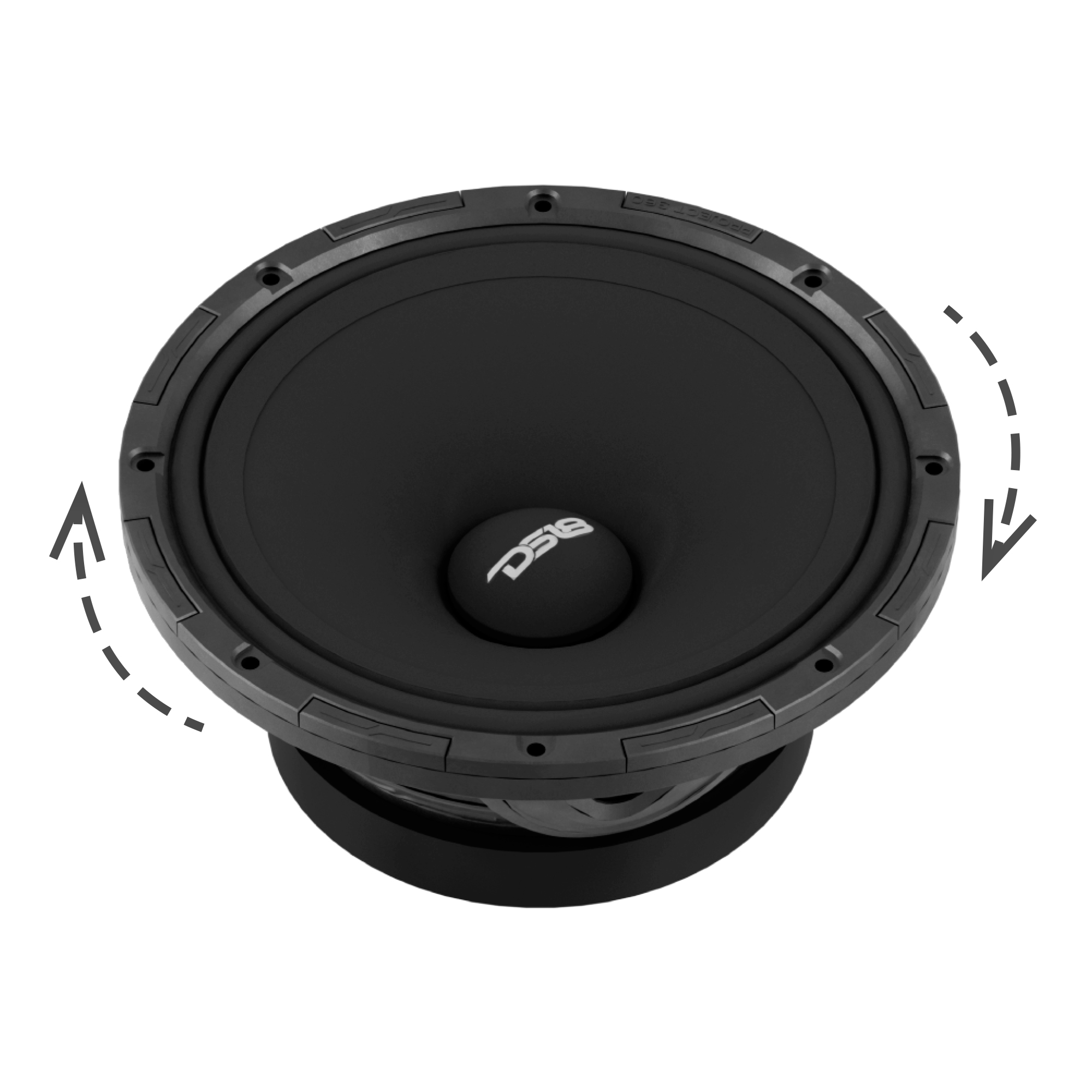 DS18 COMPETITION GRADE PRO 8" MID-HIGH LOUDSPEAKER WITH PATENT PENDING ROTATING RECONE DESIGN - 300W RMS - 600W MAX - 4 OHM