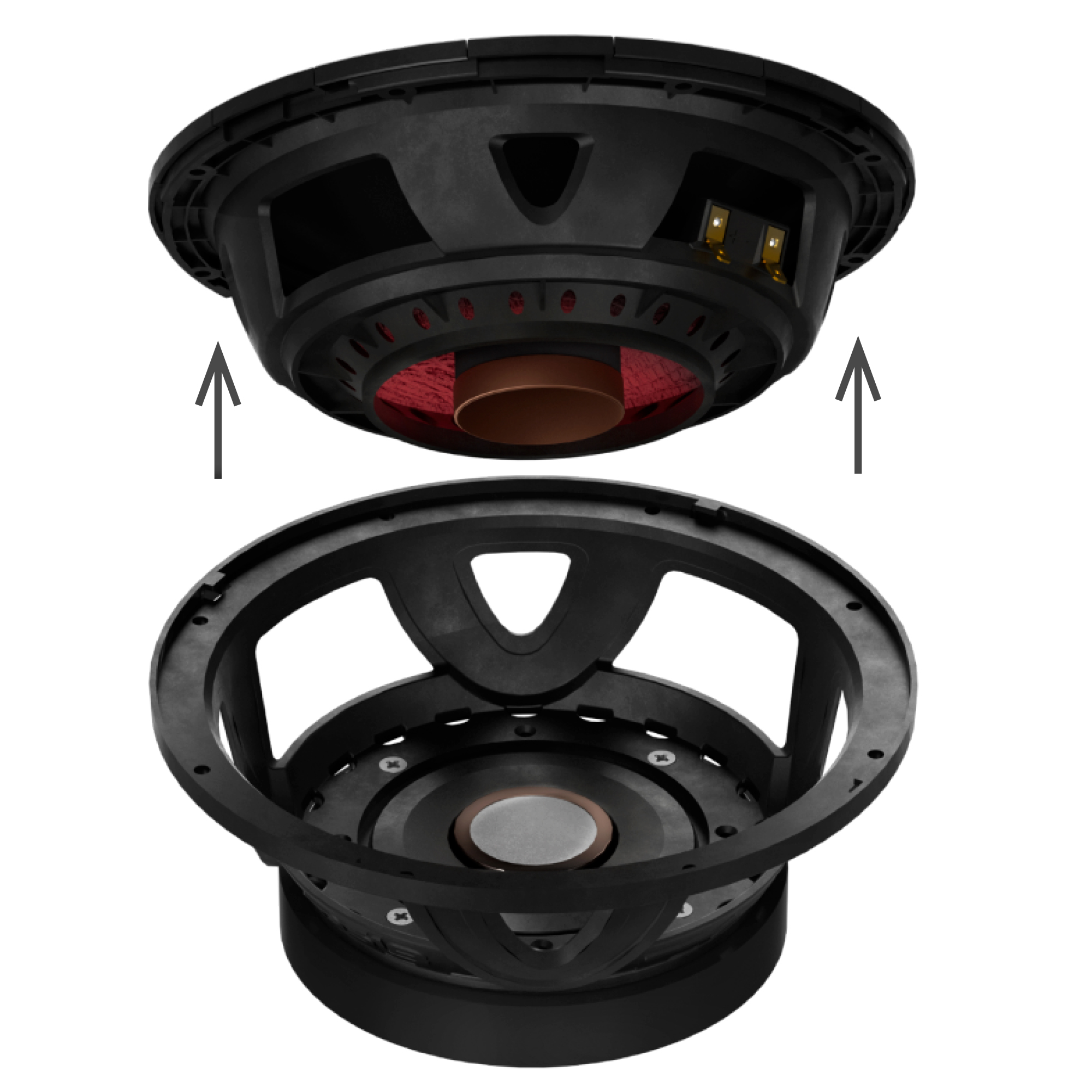 DS18 COMPETITION GRADE PRO 8" MID-HIGH LOUDSPEAKER WITH PATENT PENDING ROTATING RECONE DESIGN - 300W RMS - 600W MAX - 4 OHM