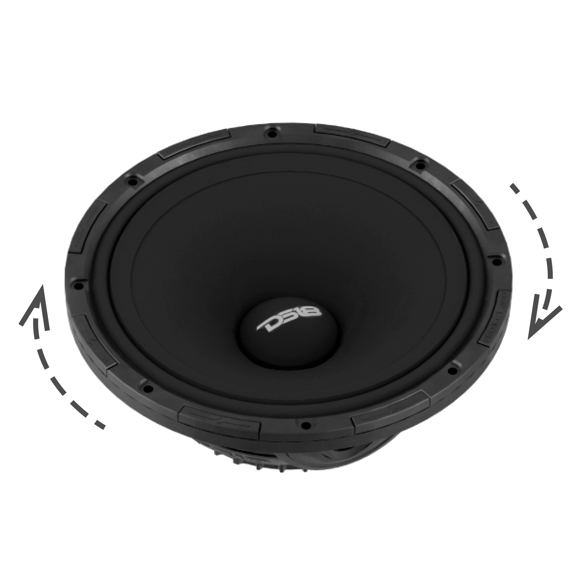 DS18 COMPETITION GRADE PRO 8" MID-HIGH LOUDSPEAKER WITH PATENT PENDING ROTATING RECONE DESIGN - 350W RMS - 700W MAX - 4 OHM - NEODYMIUM MAGNET