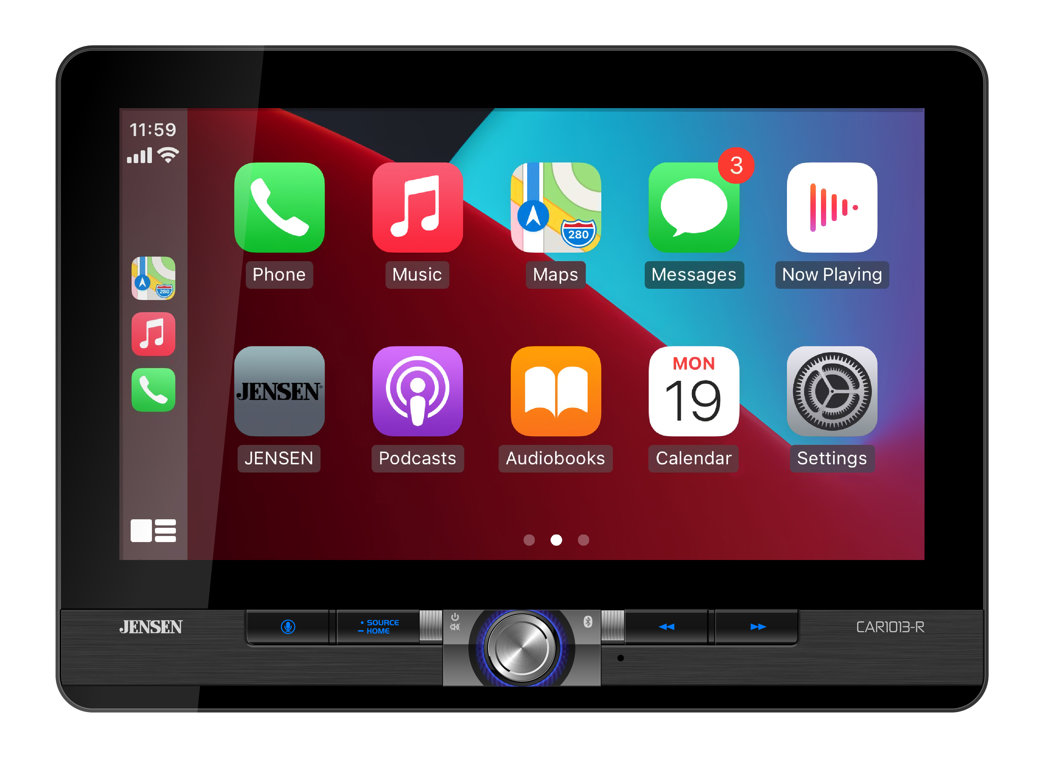 JENSEN 10.1" Mechless CPAA AV Receiver
w/ Light Ring