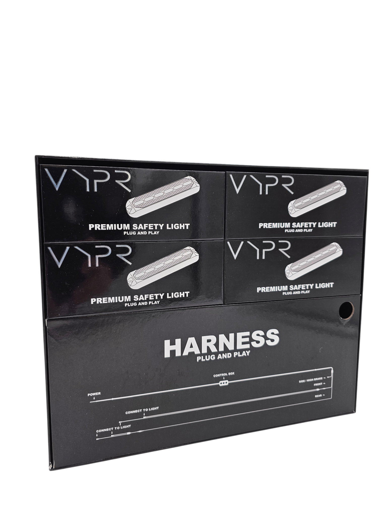 VYPR LED HIGH OUTPUT LED STROBE KIT - EIGHT 6" WHITE / AMBER LED STROBE LIGHTS WITH HARNESS AND CONTROLLER