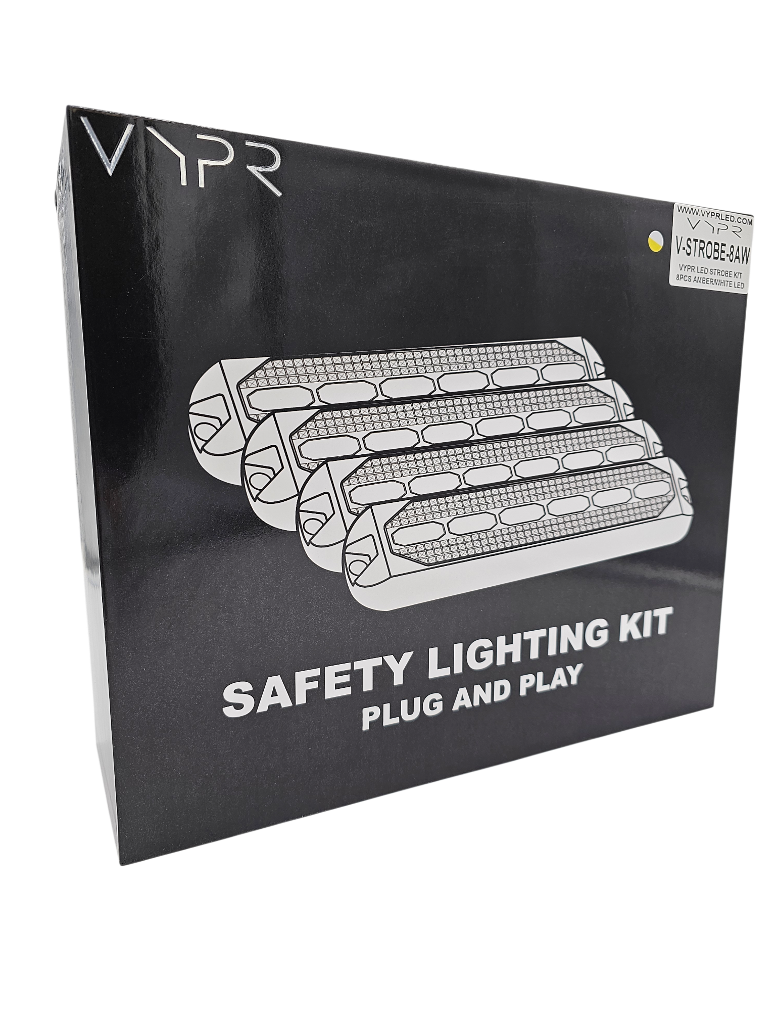 VYPR LED HIGH OUTPUT LED STROBE KIT - EIGHT 6" WHITE / AMBER LED STROBE LIGHTS WITH HARNESS AND CONTROLLER