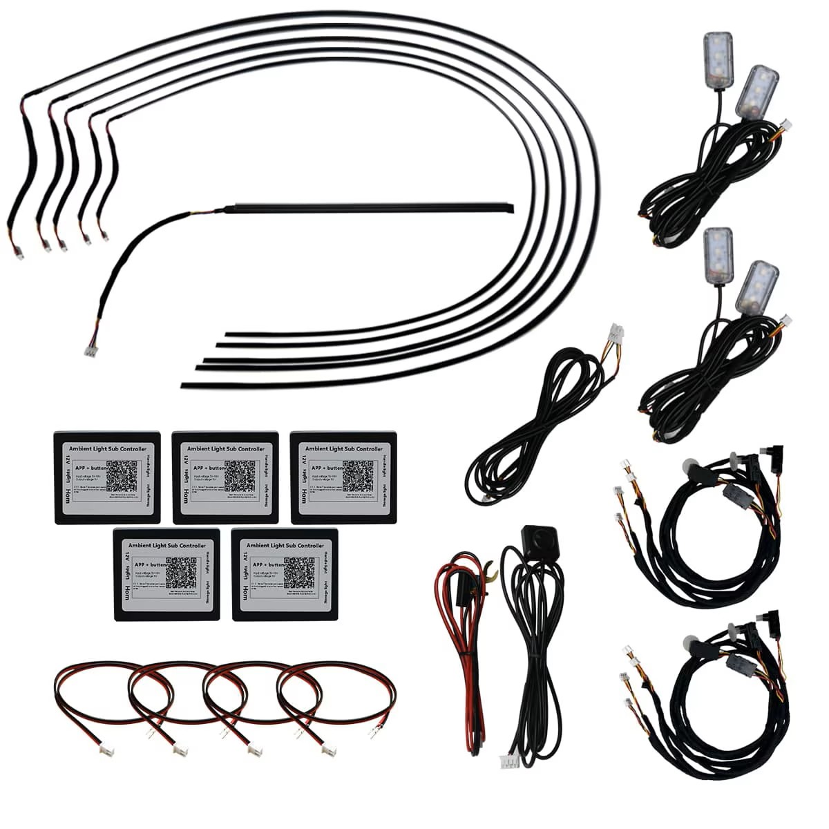 RACESPORT COLORTRAIL LED Interior Ambient 18-Piece RGB Multicolor Ultra-Flow Series ColorSmart 4-Door Vehicle Complete Kit