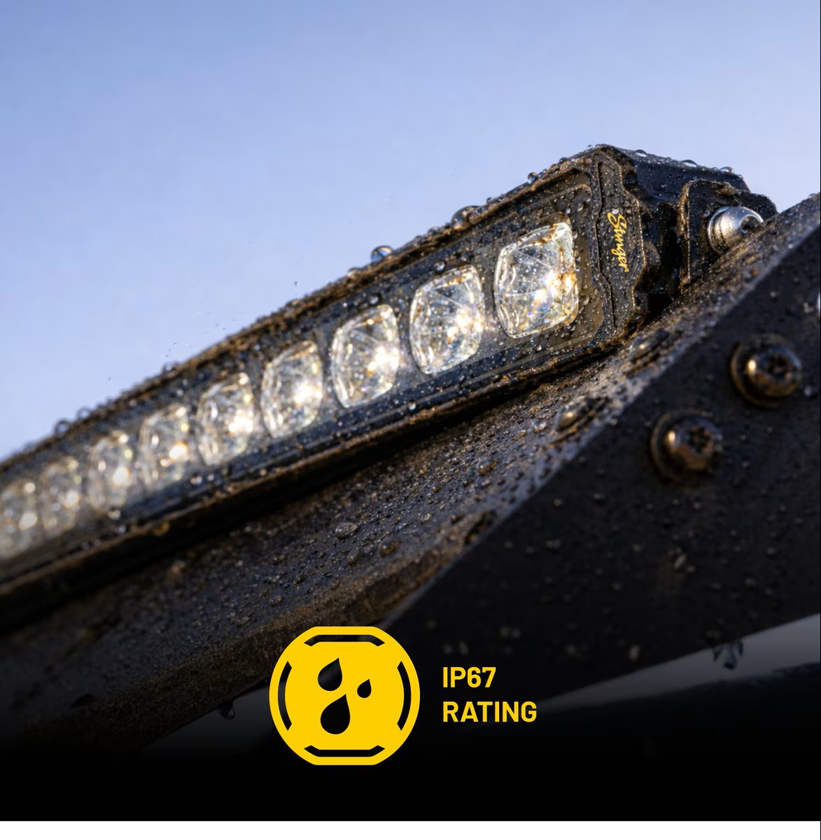 STINGER HEXCORE 40" Curved single row Lightbar, Spot & Flood
Combo beam with amber & white position light; Reverse polarity, shockproof and UV shielded.