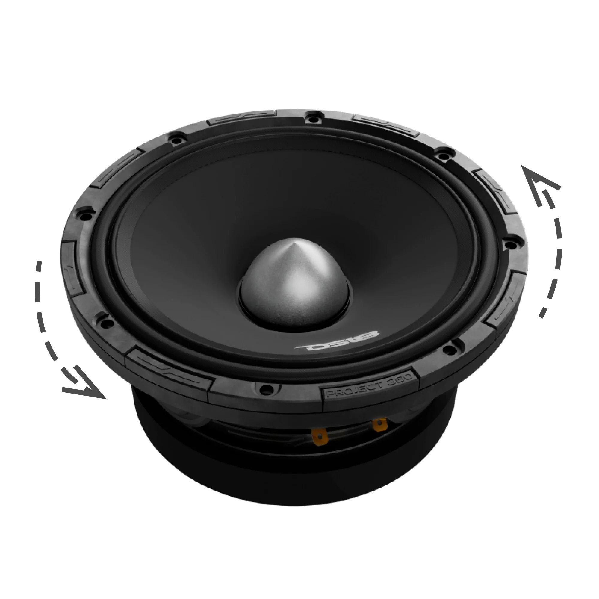 DS18 PROJECT360 6.5" Mid-High 98 dB Loudspeaker - 300W RMS 4-Ohm w/Bullet- Rotating Recone Design For Quick Repair