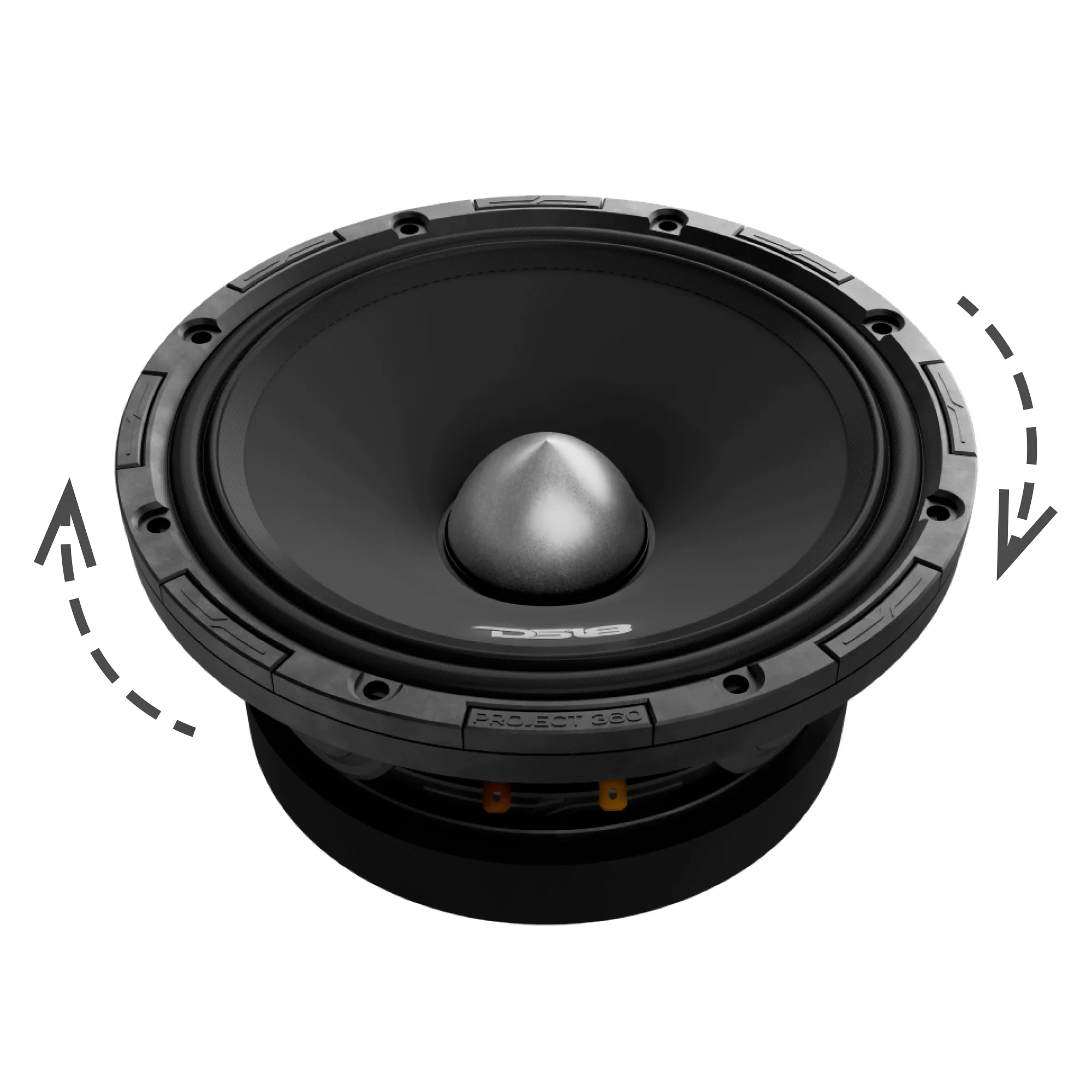 DS18 PROJECT360 6.5" Mid-High 98 dB Loudspeaker - 300W RMS 4-Ohm w/Bullet- Rotating Recone Design For Quick Repair
