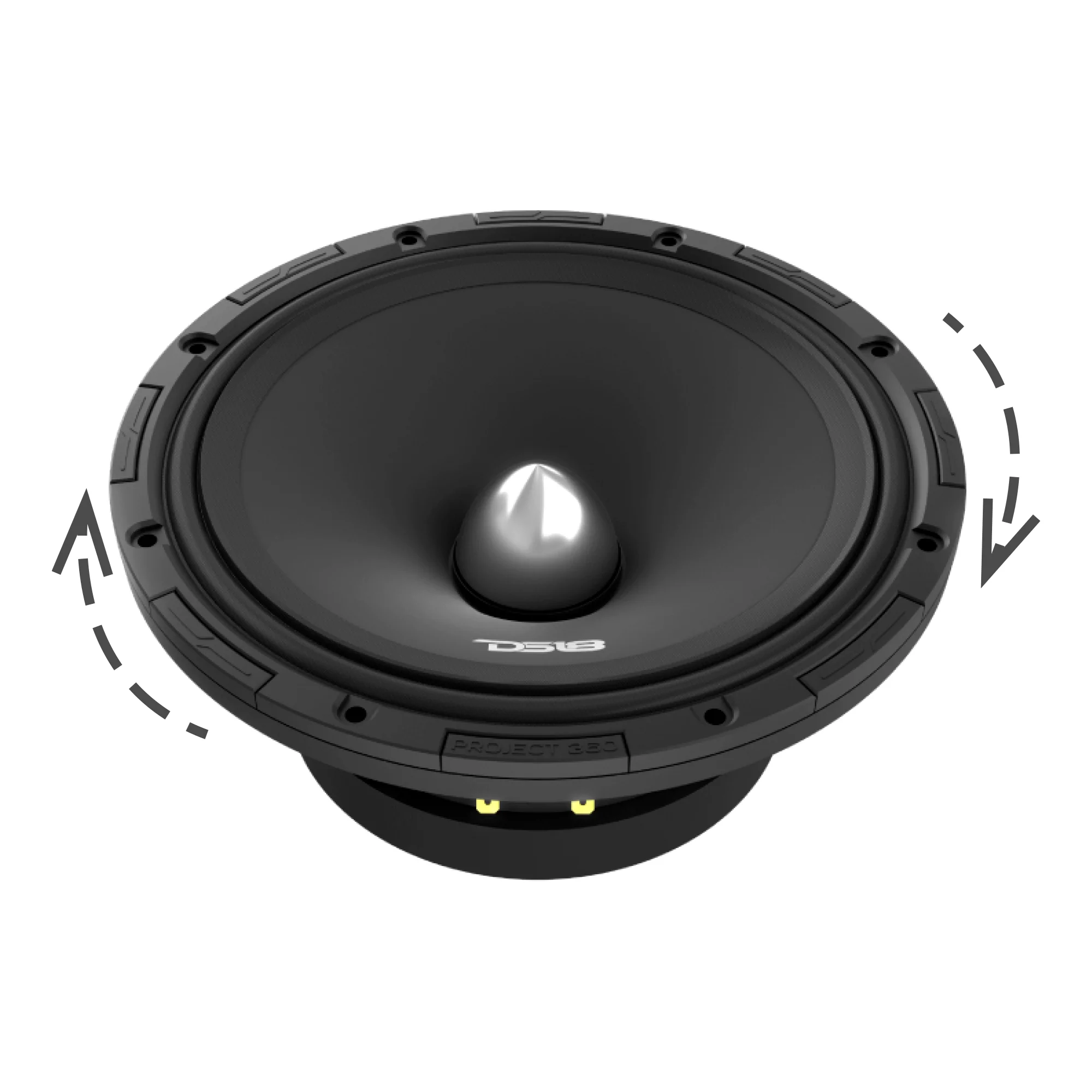 DS18 PROJECT360 8"" Mid-High 98 dB Loudspeaker - 300W RMS 4-Ohm w/Bullet- Rotating Recone Design For Quick Repair