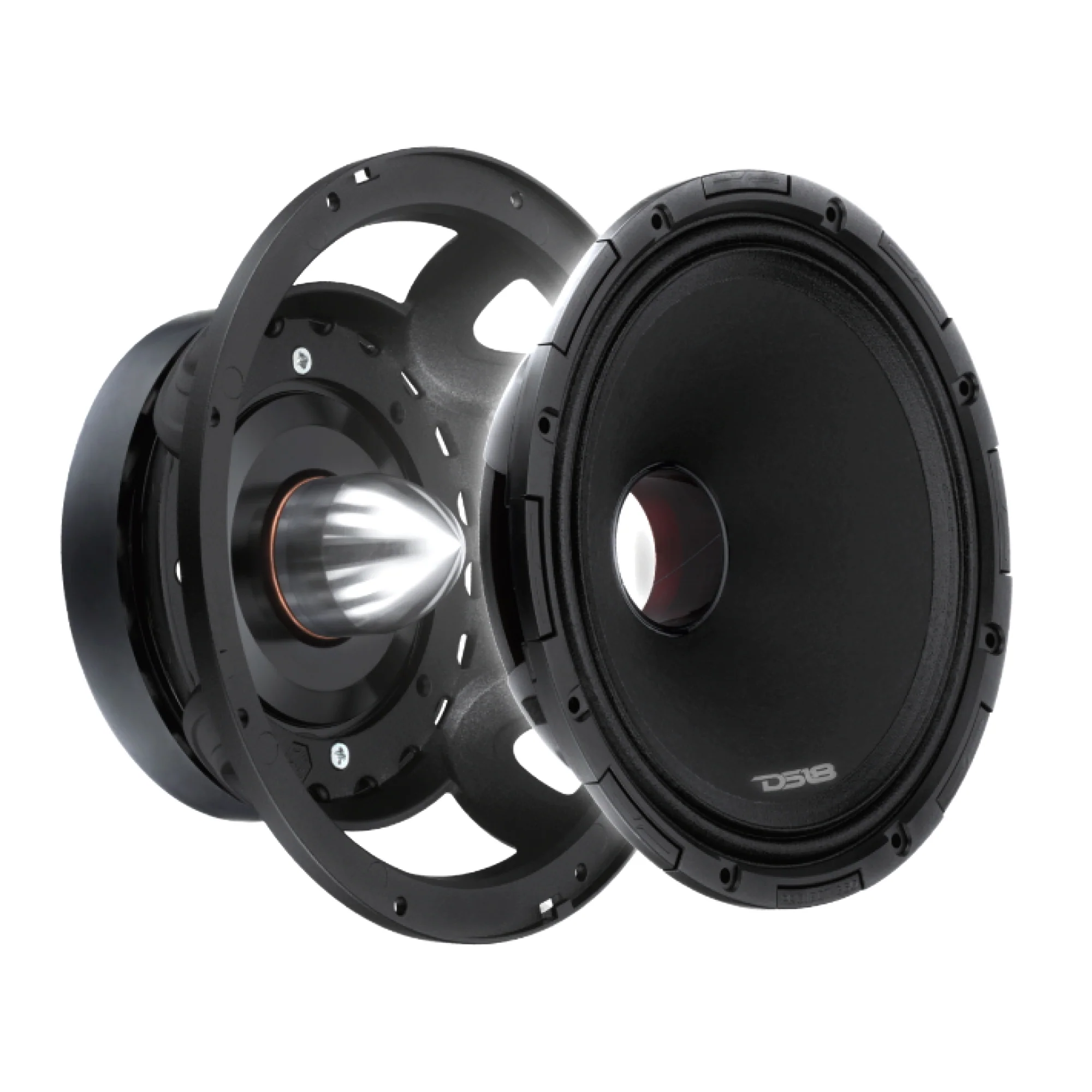 DS18 PROJECT360 8"" Mid-High 98 dB Loudspeaker - 300W RMS 4-Ohm w/Bullet- Rotating Recone Design For Quick Repair