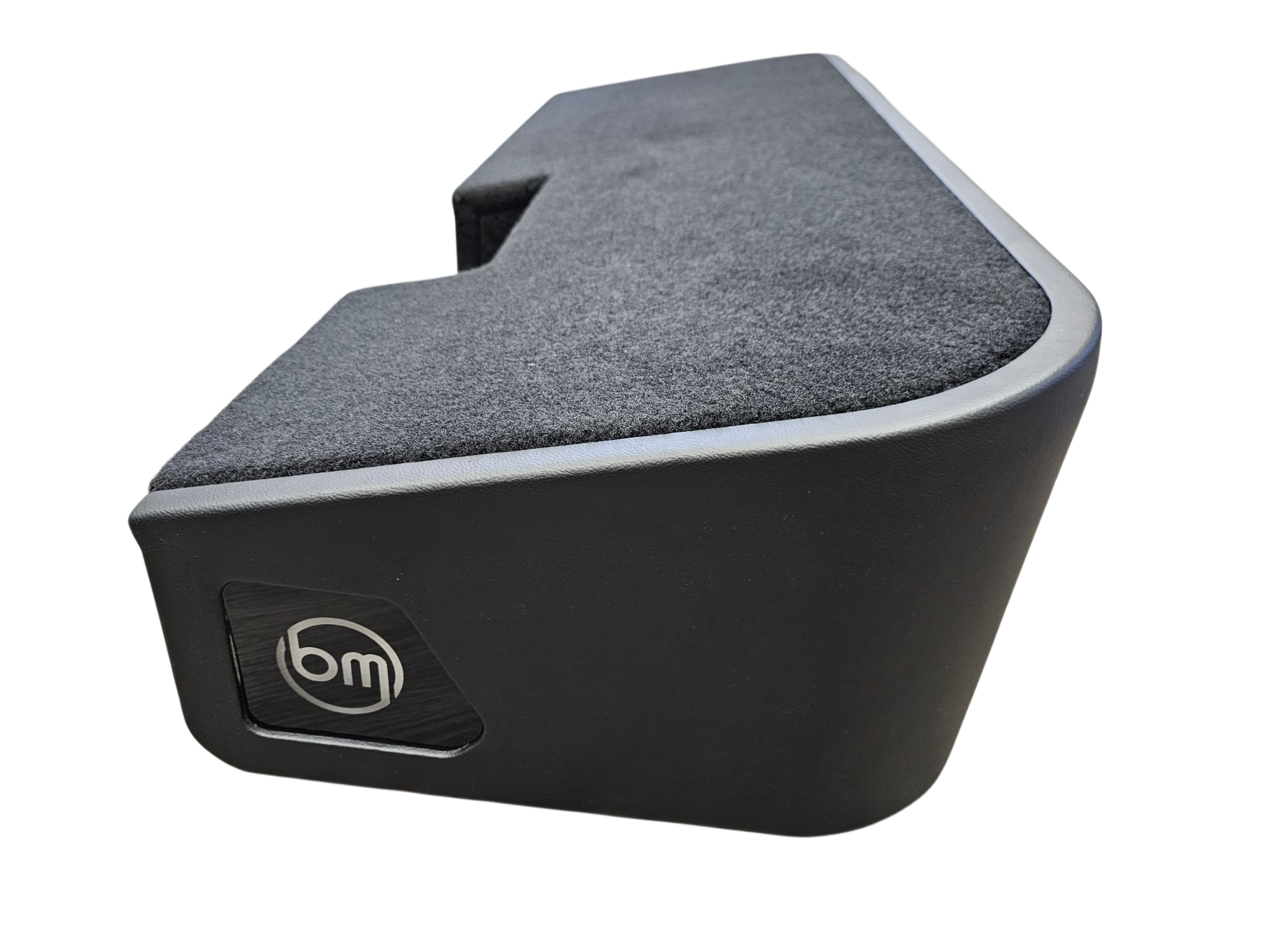 BASS-MAXX LEVEL 4 PRO SERIES DUAL 10" GMC / CHEVROLET TRUCK 2019-2026 UP CREW CAB - ROUNDED CORNERS, VINYL WRAPPED WITH DURABLE CARPET TOP AND BOTTOM, ACRYLIC HINTERS, CHASING LED LIGHTING BUILT IN - VENTED - BLACK VINYL - GMC LOGO