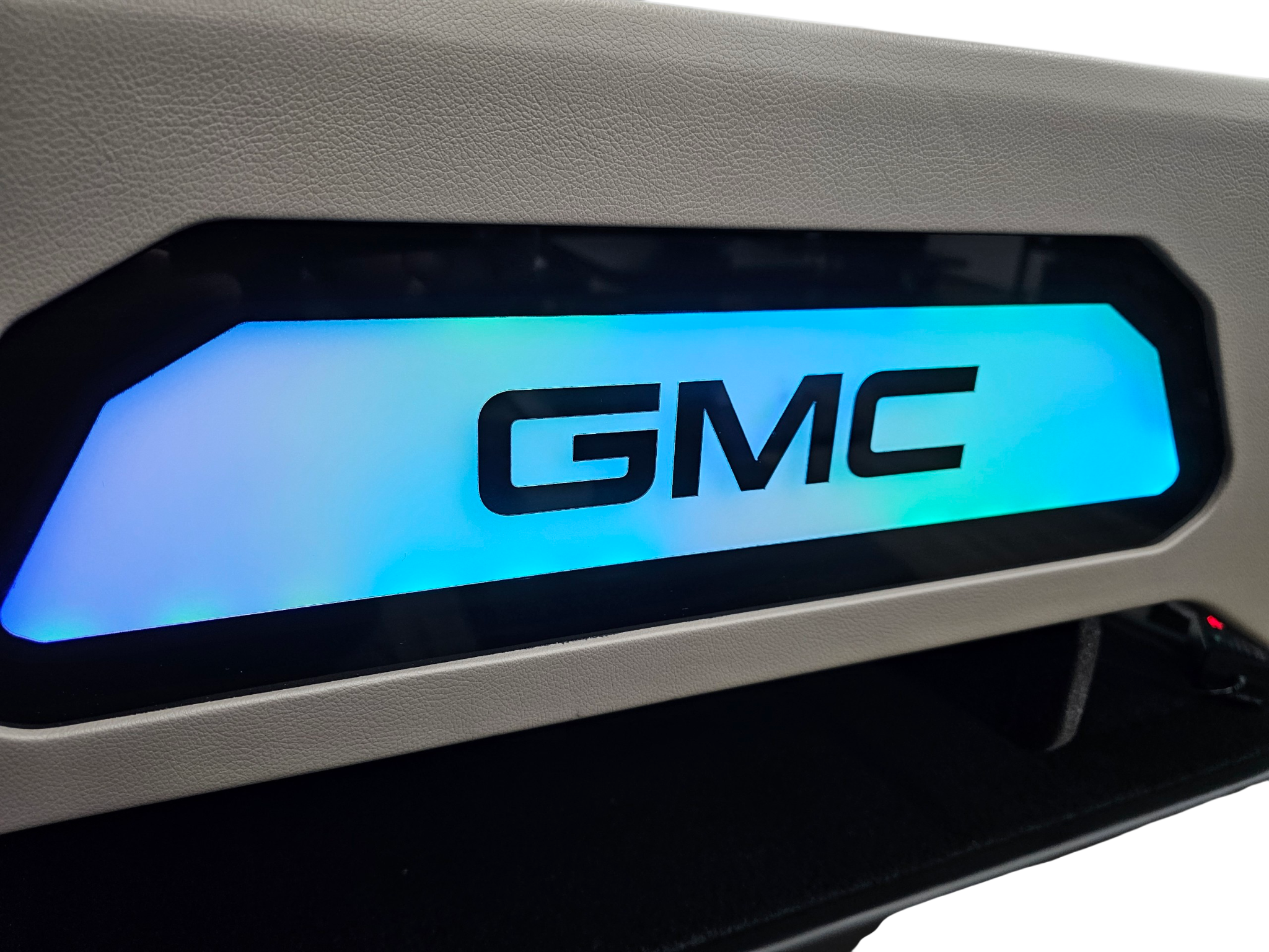 BASS-MAXX LEVEL 4 PRO SERIES DUAL 10" GMC / CHEVROLET TRUCK 2019-2026 UP CREW CAB - ROUNDED CORNERS, VINYL WRAPPED WITH DURABLE CARPET TOP AND BOTTOM, ACRYLIC HINTERS, CHASING LED LIGHTING BUILT IN - VENTED - BLACK VINYL - GMC LOGO