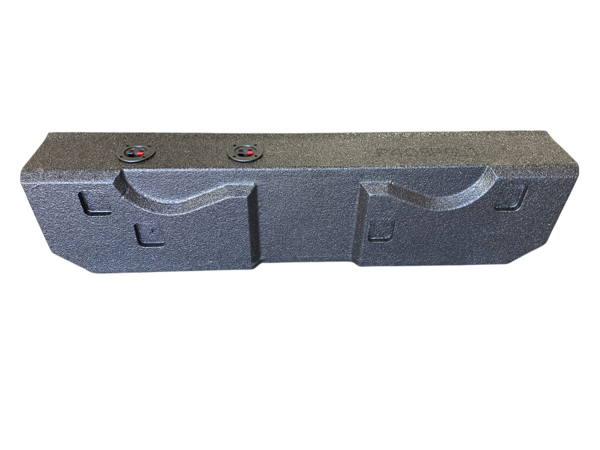 BASS-MAXX JEEP GLADIATOR 2018-2025 QUAD 8" POLY COATED UNDER BACK SEAT VENTED ENCLOSURE