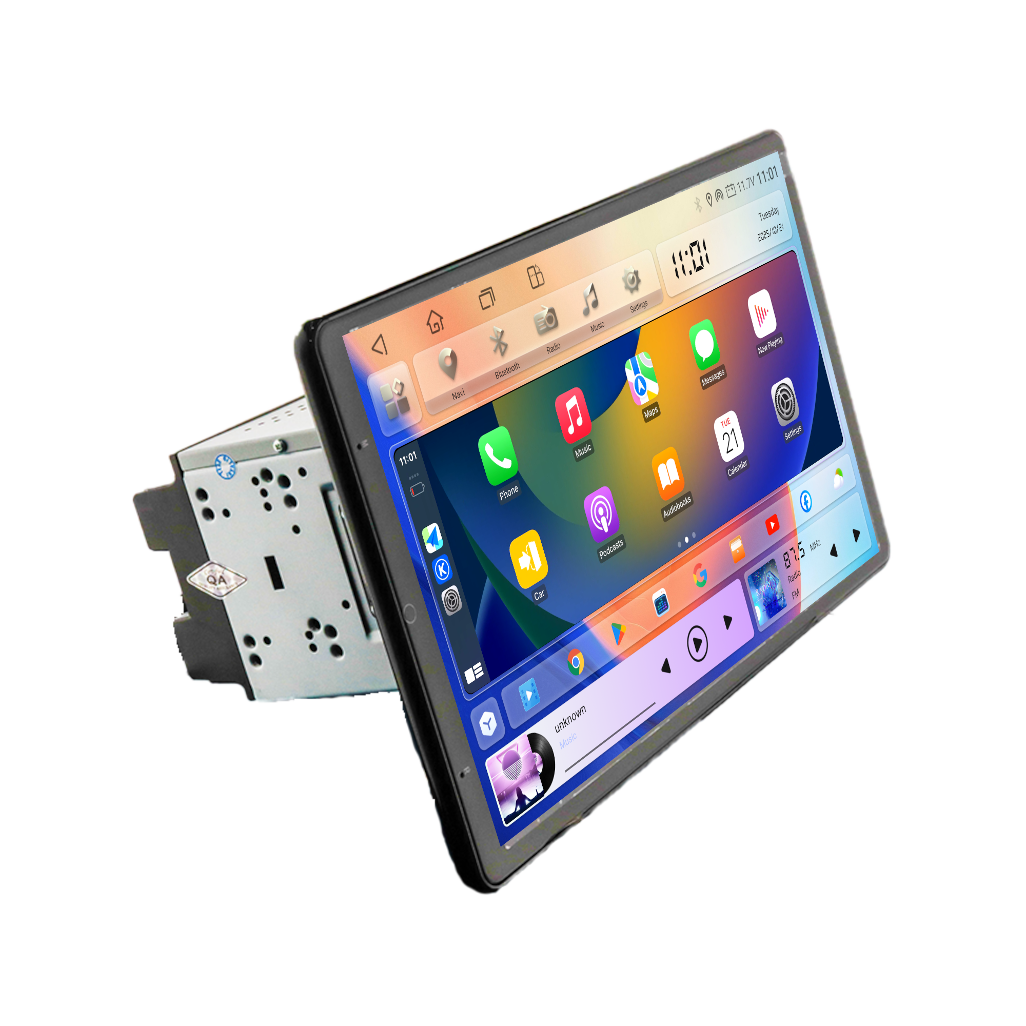 LINKSWELL UNIVERSAL 13" MOTORIZED SCREEN DOUBLE DIN  MULTI-MEDIA RECEIVER WITH WIRELESS CARPLAY & ANDROID AUTO