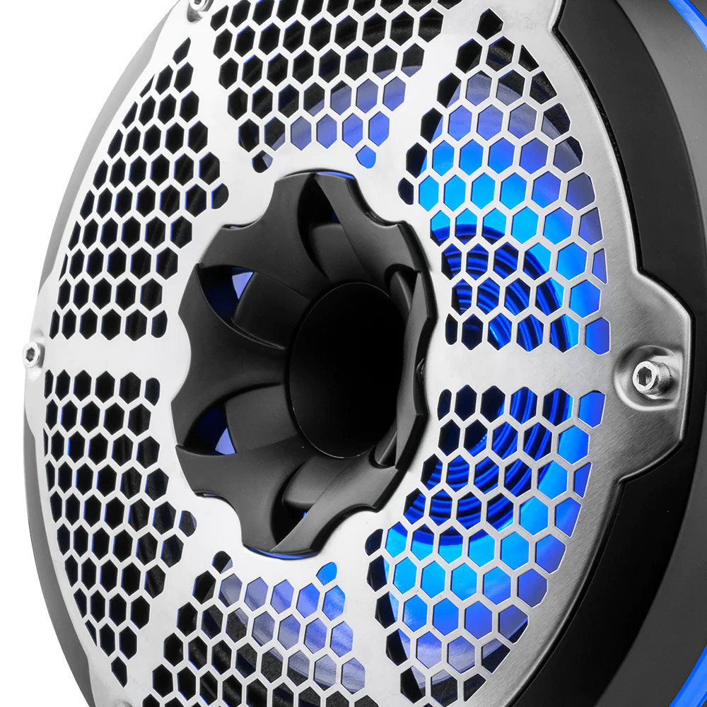 DS18 HYDRO 10" Neodymium Marine Towers with Built-in Passive Radiator, 1" Driver and Rgb LED Light 900 Watts Black