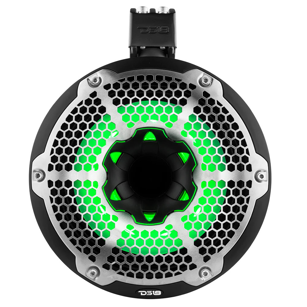 DS18 HYDRO 10" Neodymium Marine Towers with Built-in Passive Radiator, 1" Driver and Rgb LED Light 900 Watts Black