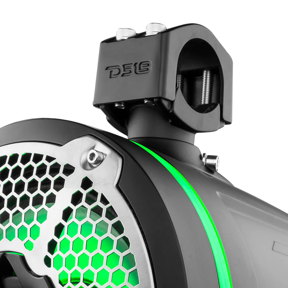 DS18 HYDRO 10" Neodymium Marine Towers with Built-in Passive Radiator, 1" Driver and Rgb LED Light 900 Watts Black