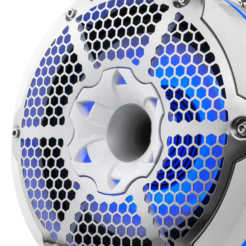 DS18 HYDRO 10" Neodymium Marine Towers with Built-in Passive Radiator, 1" Driver and Rgb LED Light 900 Watts White