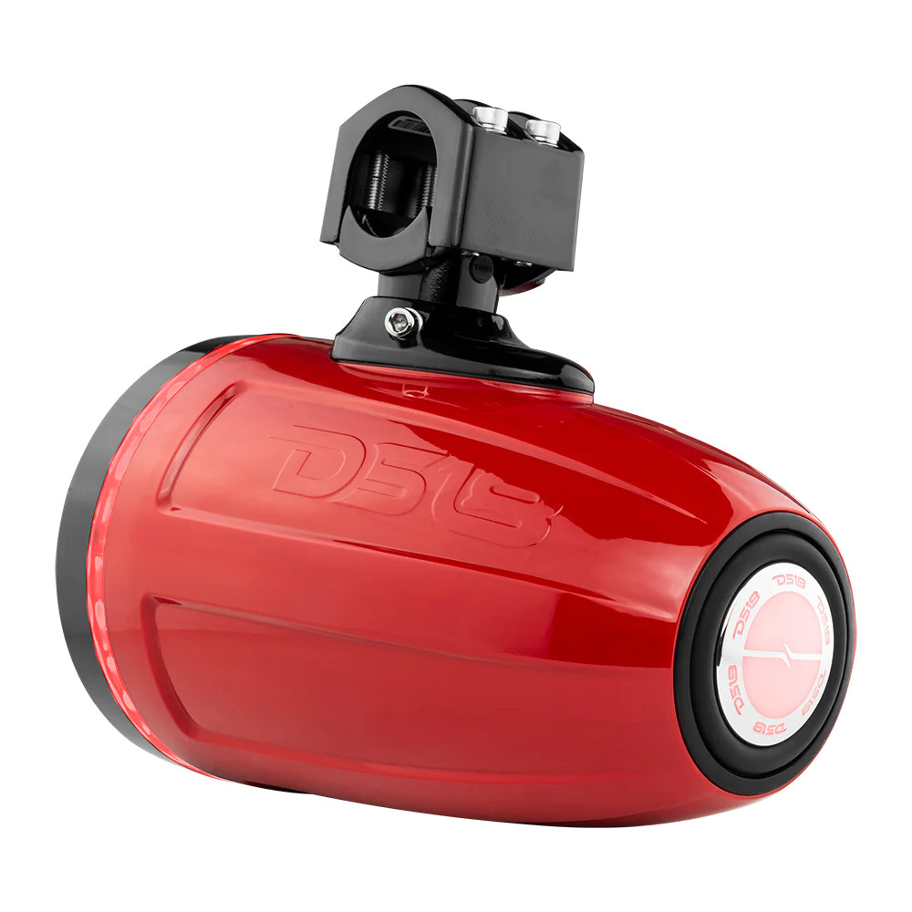 DS18 HYDRO 6.5" NEODYNIUM MARINE TOWERS WITH BUILT IN PASSIVE RADIATOR, 1" DRIVER AND RGB LED LIGHTS - 450 WATTS - RED