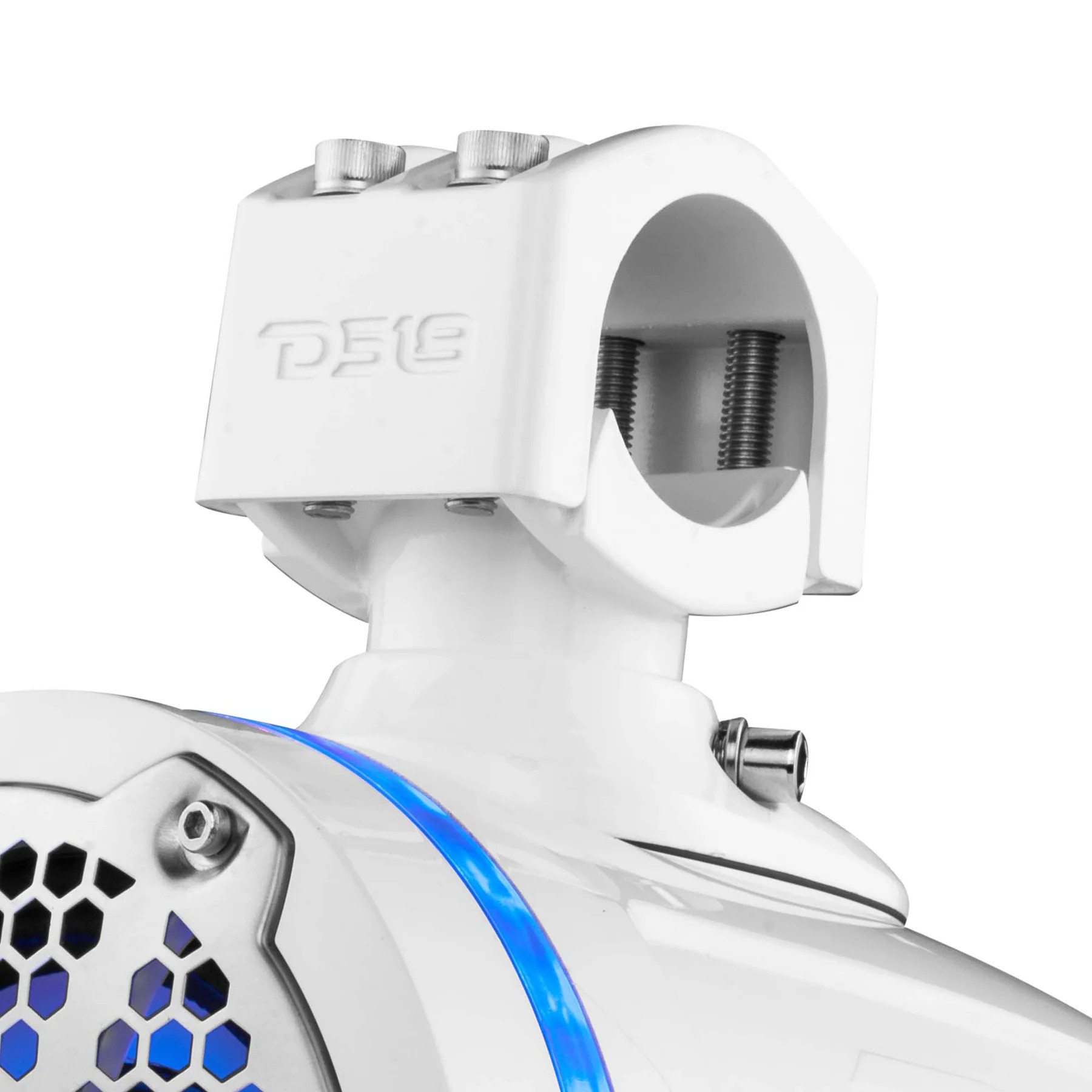 DS18 HYDRO 6.5" NEODYNIUM MARINE TOWERS WITH BUILT IN PASSIVE RADIATOR, 1" DRIVER AND RGB LED LIGHTS - 450 WATTS - WHITE