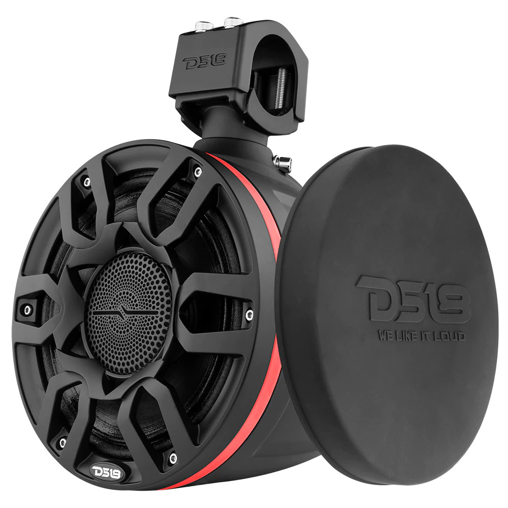 DS18 HYDRO 8" MARINE TOWERS PRO HYBRID TWO WAY MIDRANGE SPEAKERS WITH CS8 COVERS BLACK