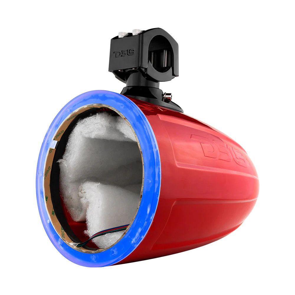 DS18 HYDRO 8" Marine Tower with Integrated RGB LED Lights No Speakers Red