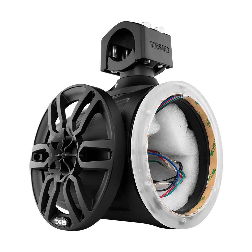 DS18 HYDRO 8" Marine Tower with Integrated RGB LED Lights No Speakers Black - EACH