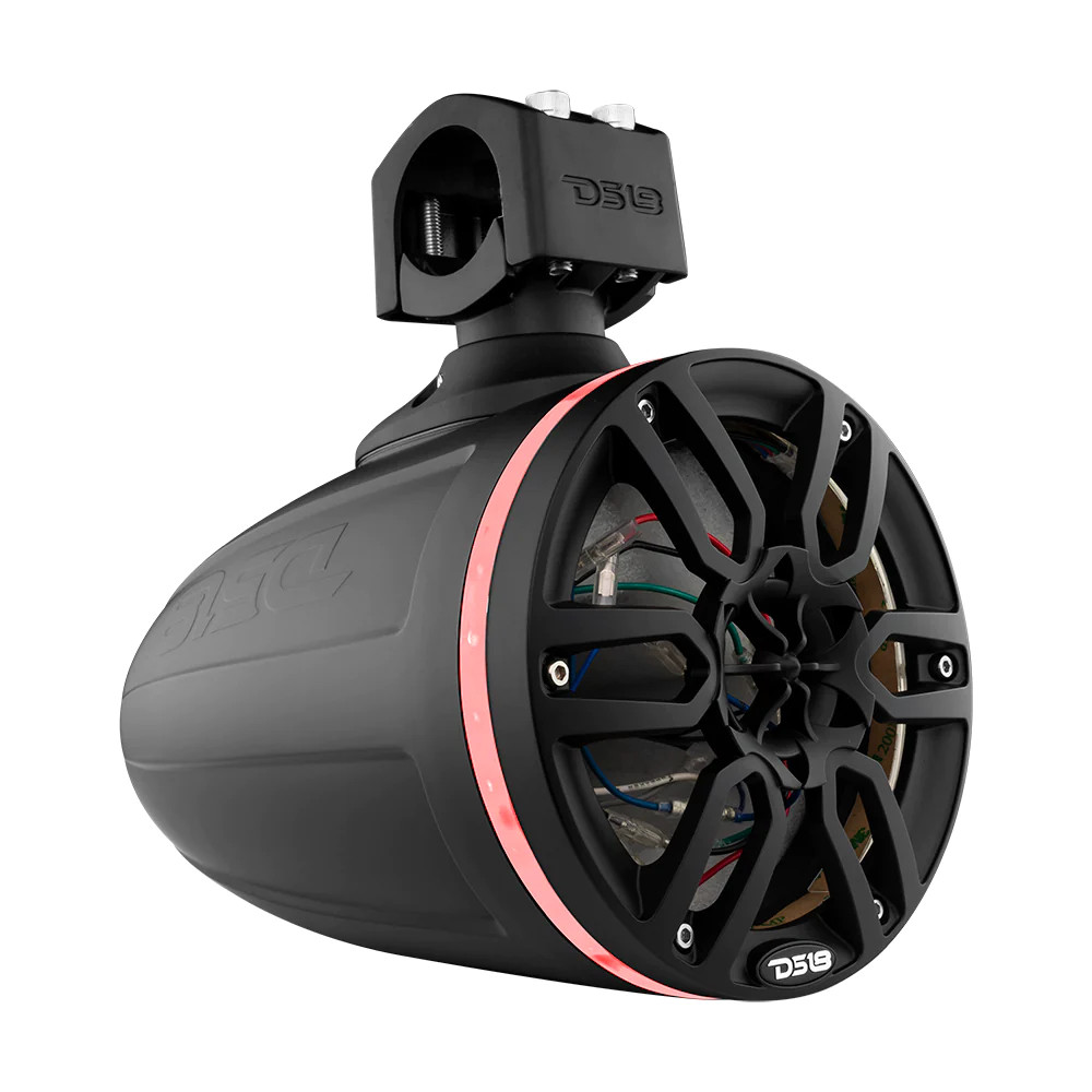 DS18 HYDRO 8" Marine Tower with Integrated RGB LED Lights No Speakers Black - EACH