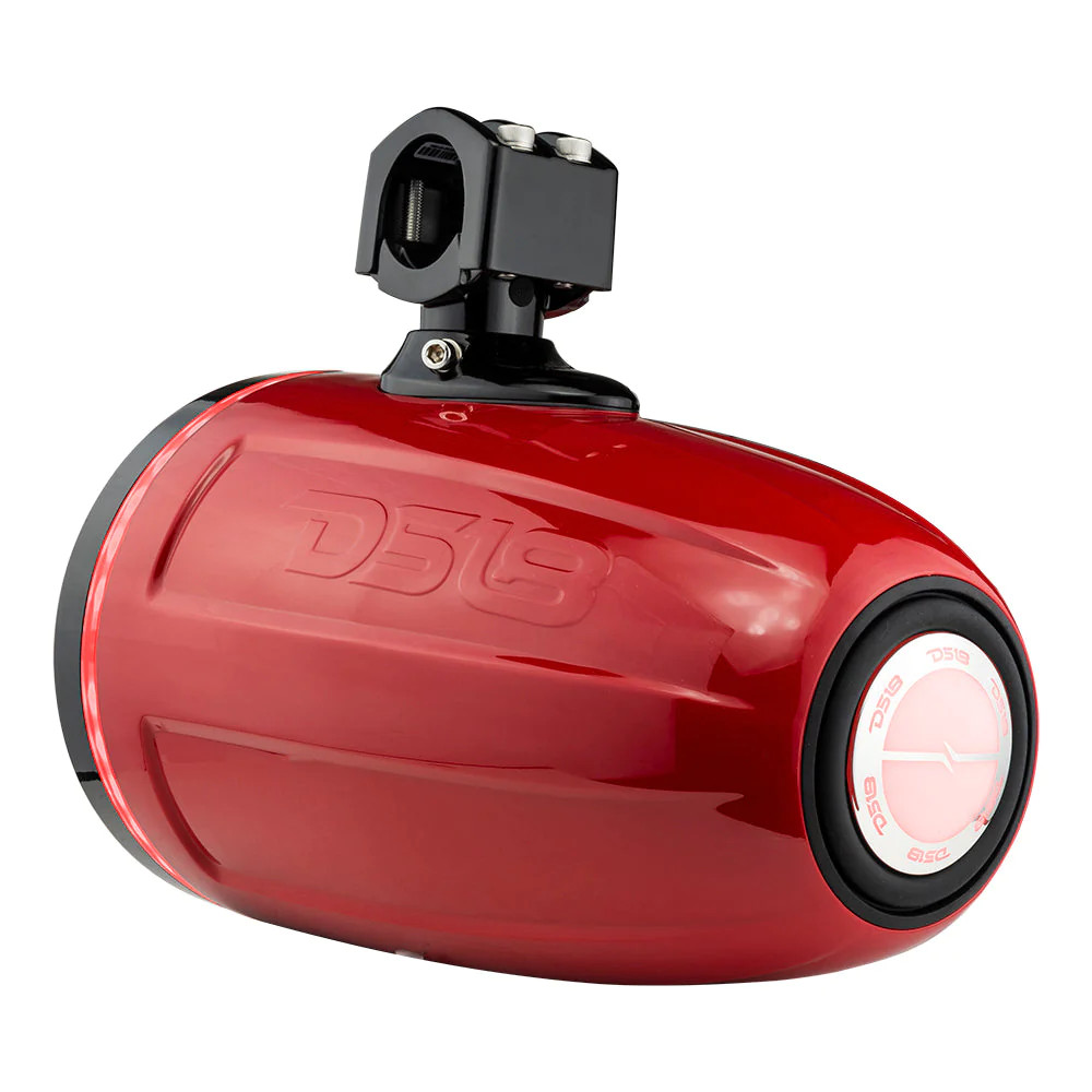 DS18 HYDRO 8" NEODYNIUM MARINE TOWER WITH BUILT IN PASSIVE RADIATOR & 1" DRIVER, RGB LED LIGHTS BUILT IN, 550 WATTS - RED