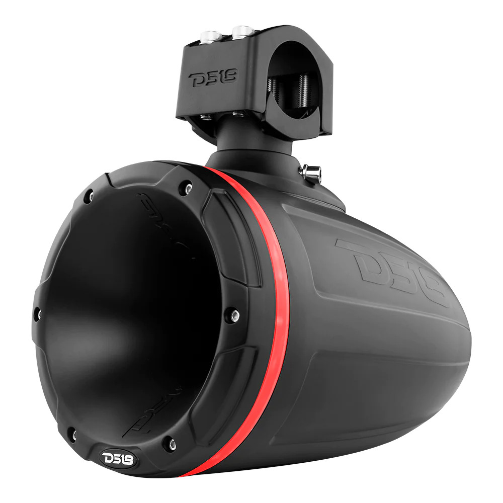 DS18 HYDRO 1.75" DRIVER WAKEBOARD POD TOWER SPEAKER WITH INTEGRATED RGB LED LIGHTS - 900 WATTS - BLACK - EACH