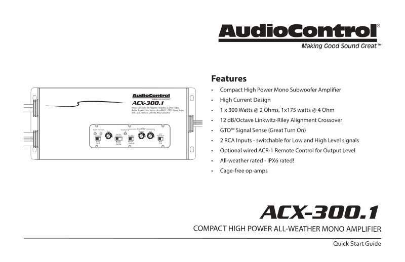 AUDIOCONTROL ACX-300.1 300 Watt Mono Amplifier All-Weather