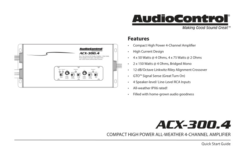 AUDIOCONTROL ACX-300.4 300 Watt 4 channel Amplifier All-Weather