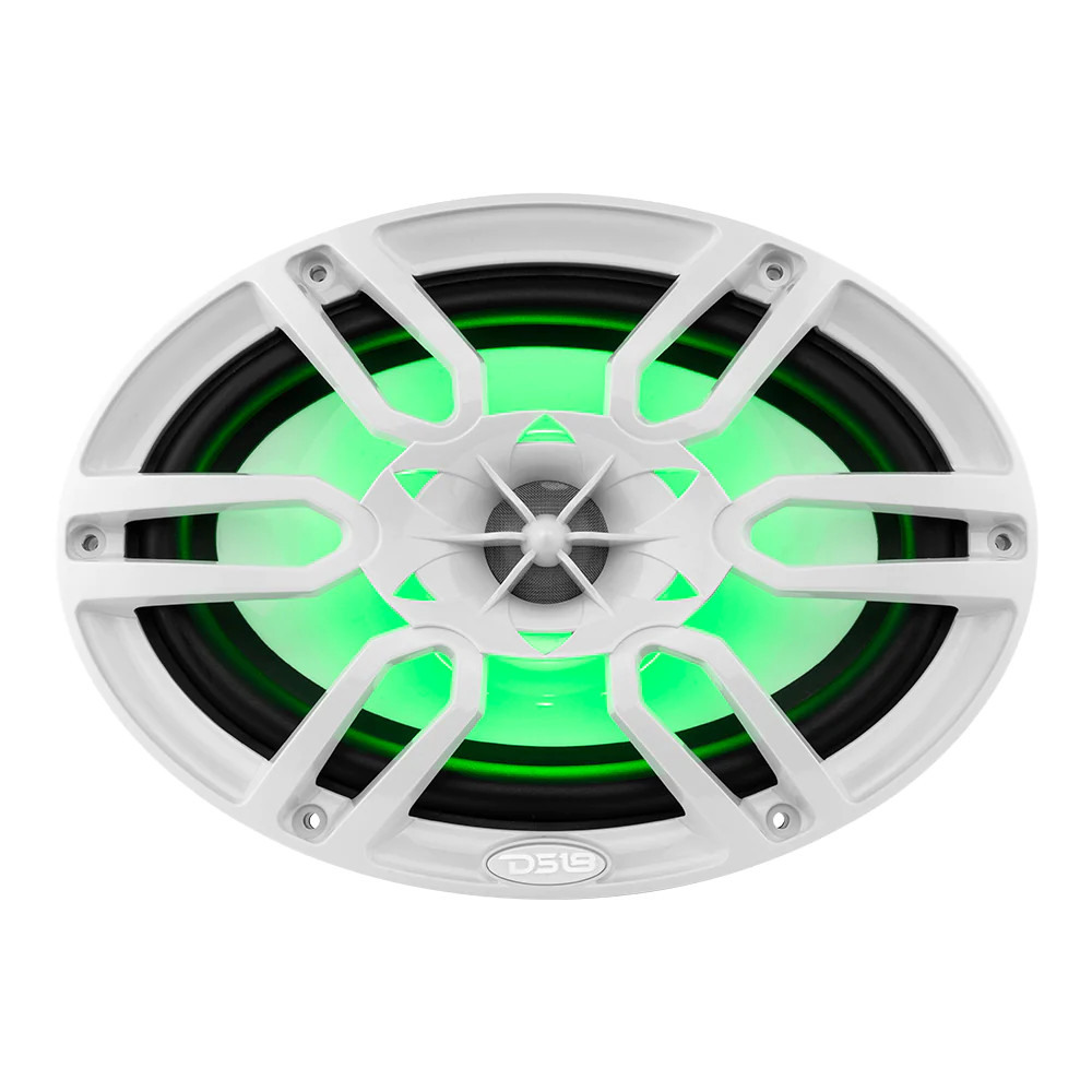 HYDRO 6X9" 2-Way Marine Speakers with Integrated RGB LED Lights 375 Watts White
