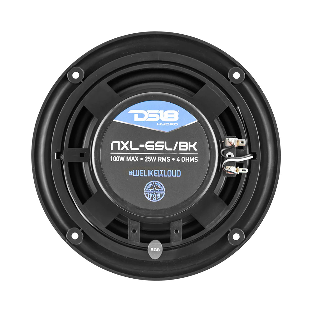 DS18 HYDRO 6.5" SUPER SLIM MARINE SPEAKERS WITH INTEGRATED RGB LIGHTS - BLACK