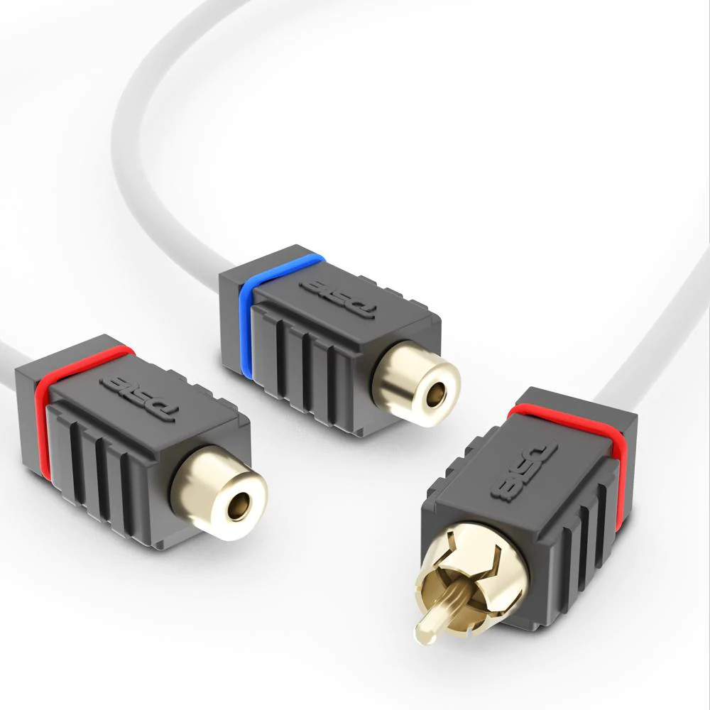 DS18 HYDRO MARINE TINNED OFC RCA Y ADAPTER 1-MALE TO 2-FEMALE CABLE
