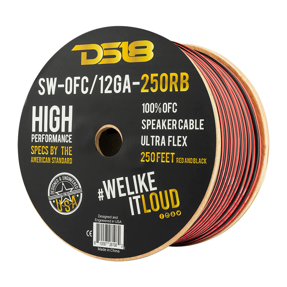 DS18 OFC COPPER 12GA SPEAKER WIRE 250' ROLL - RED/BLACK