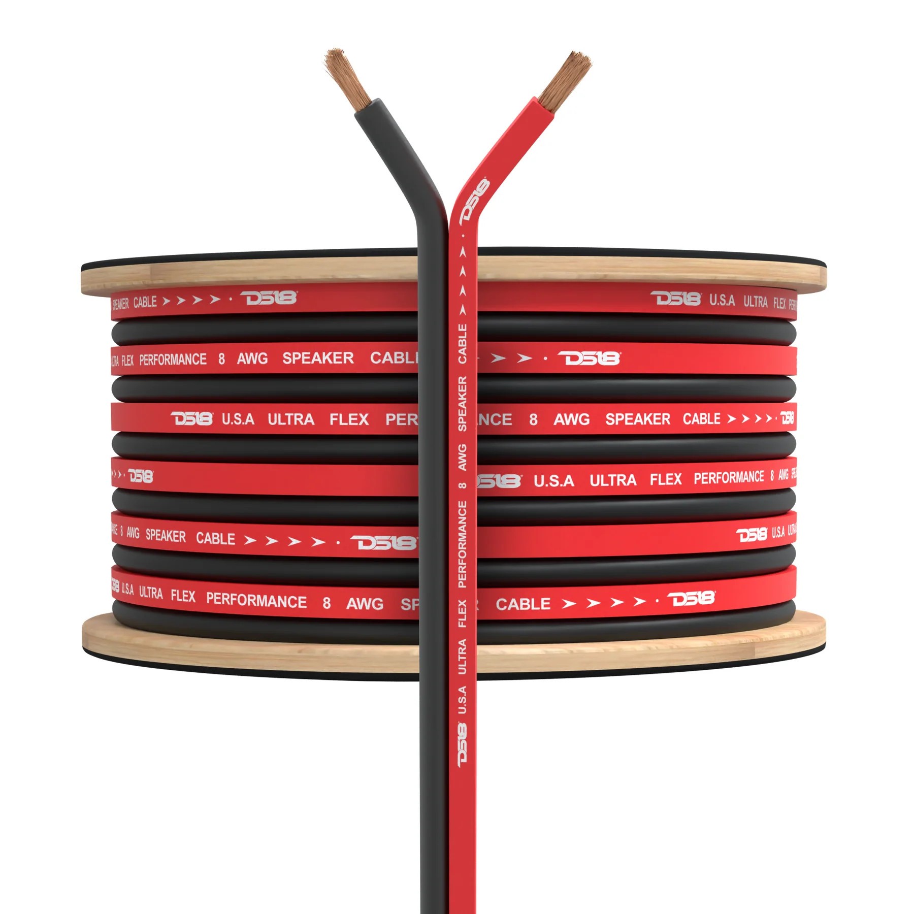 DS18 OFC COPPER 8GA SPEAKER WIRE 100' ROLL - RED/BLACK