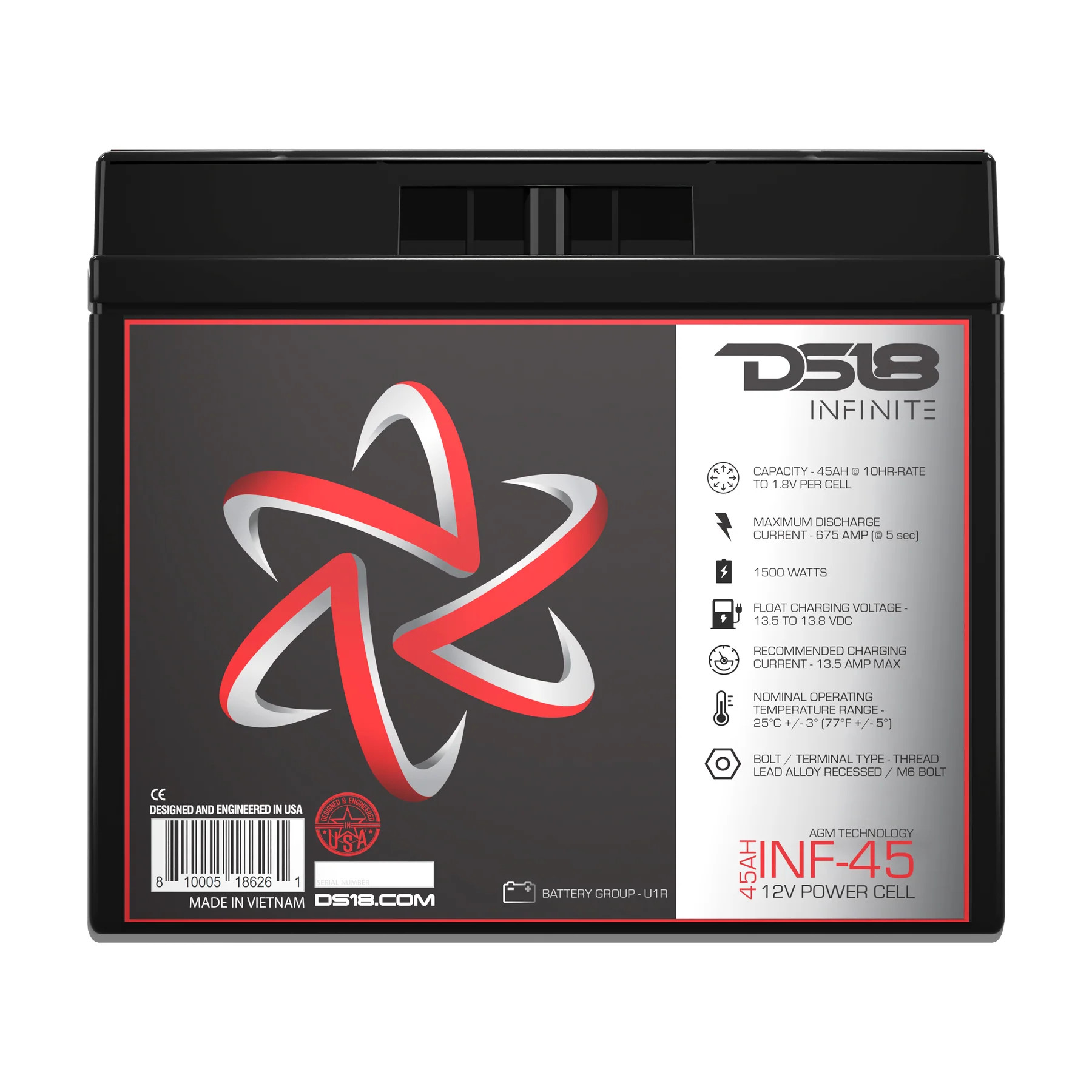 INFINITE 45 AH AGM Power Cell 12 Volt Battery