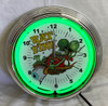 Rat Fink Flying Eyeball Green Single Neon Clock