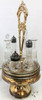 Vintage Clear Six Bottle Cruet Set with Silver Plated Holder