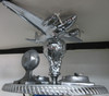 Vintage Chrome Airplane Stand with Marbled Glass Lamp Base 4