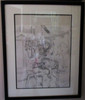 Lee Dubin Framed Original Pencil Sketch "Grab Brass Ring"