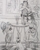 Soda Fountain Daydreaming Attendant Lee Dubin Framed Original Pencil Sketch