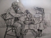 Lee Dubin Framed Original Pencil Sketch "Puppy's Visit Doctor's Office"