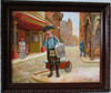 Lee Dubin Framed Original Painting "Newspaper Peddler"