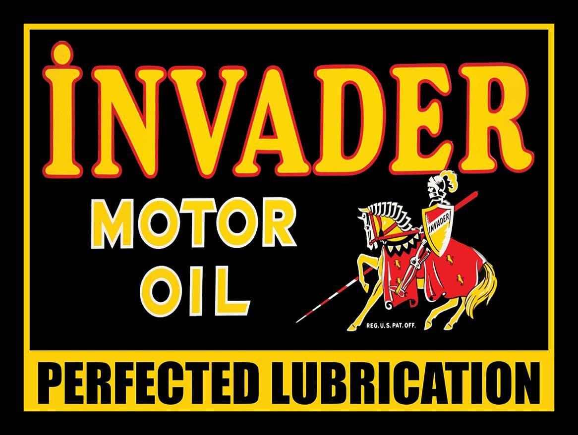 Invader Motor Oil Metal Sign - American Collectibles
