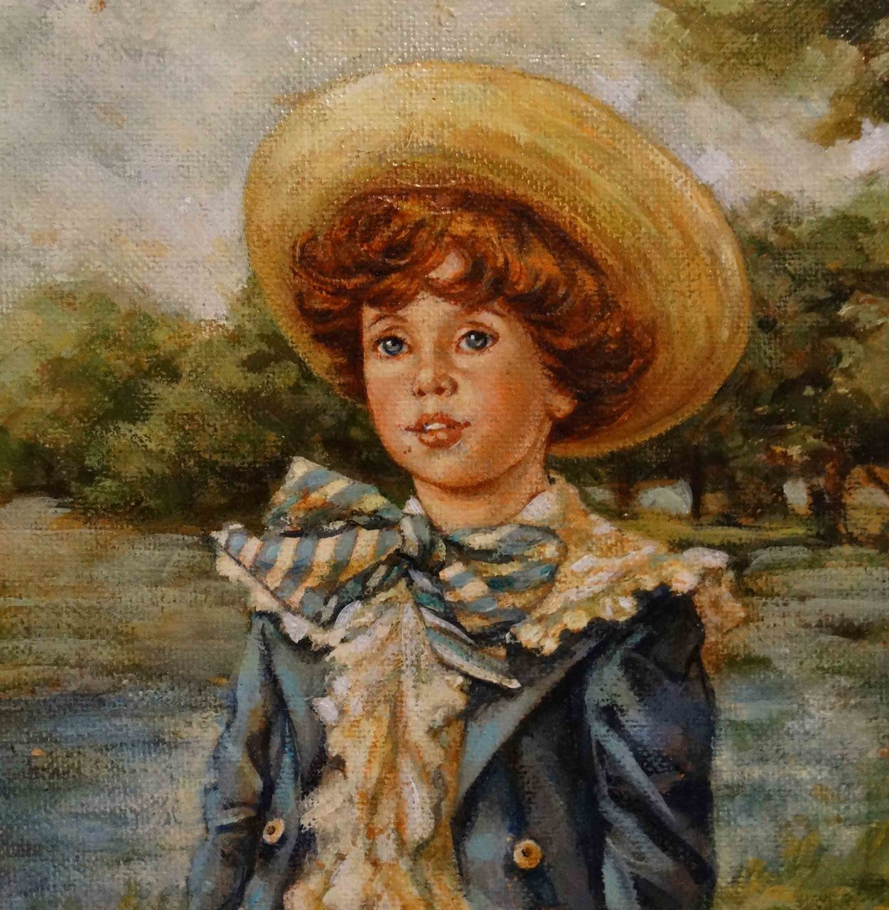 Blue Boy Victorian Child By Lee Dubin Original Framed Oil