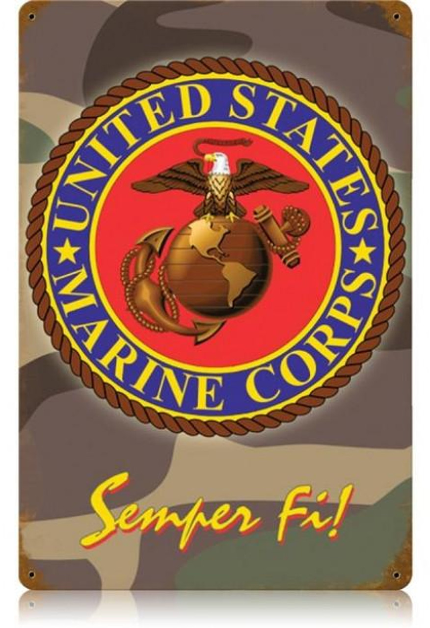 United States Marine Corps Semper Fi Metal Sign - American Collectibles