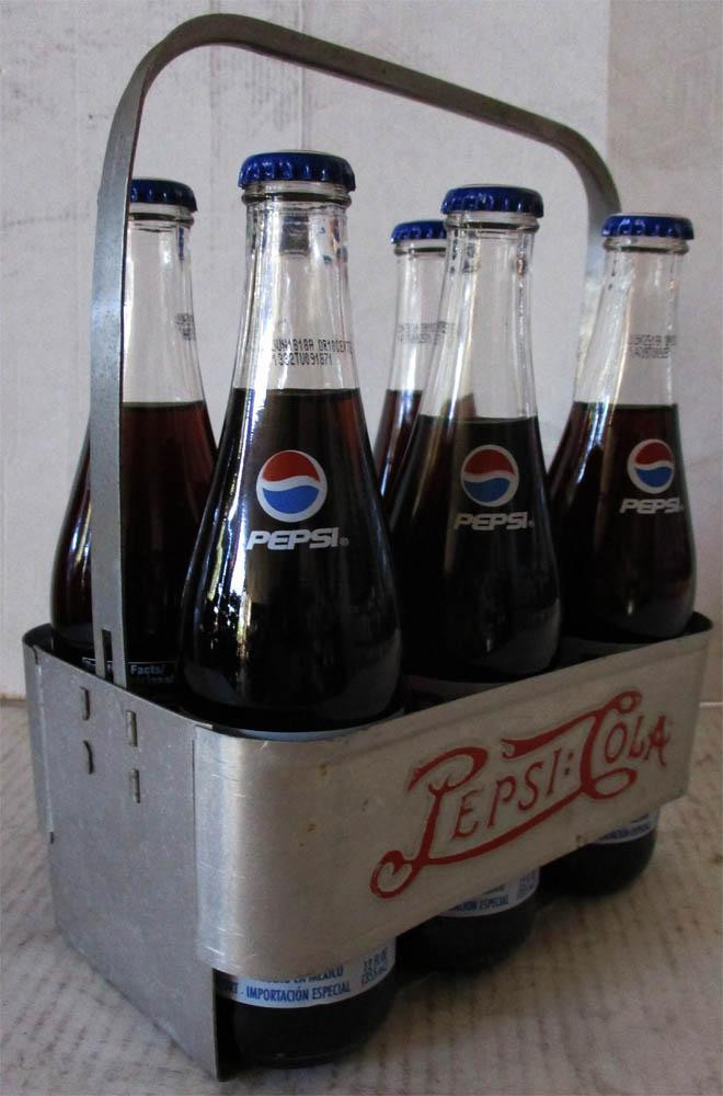 Pepsi:Cola Metal Six Pack Rack w/Bottles - American Collectibles